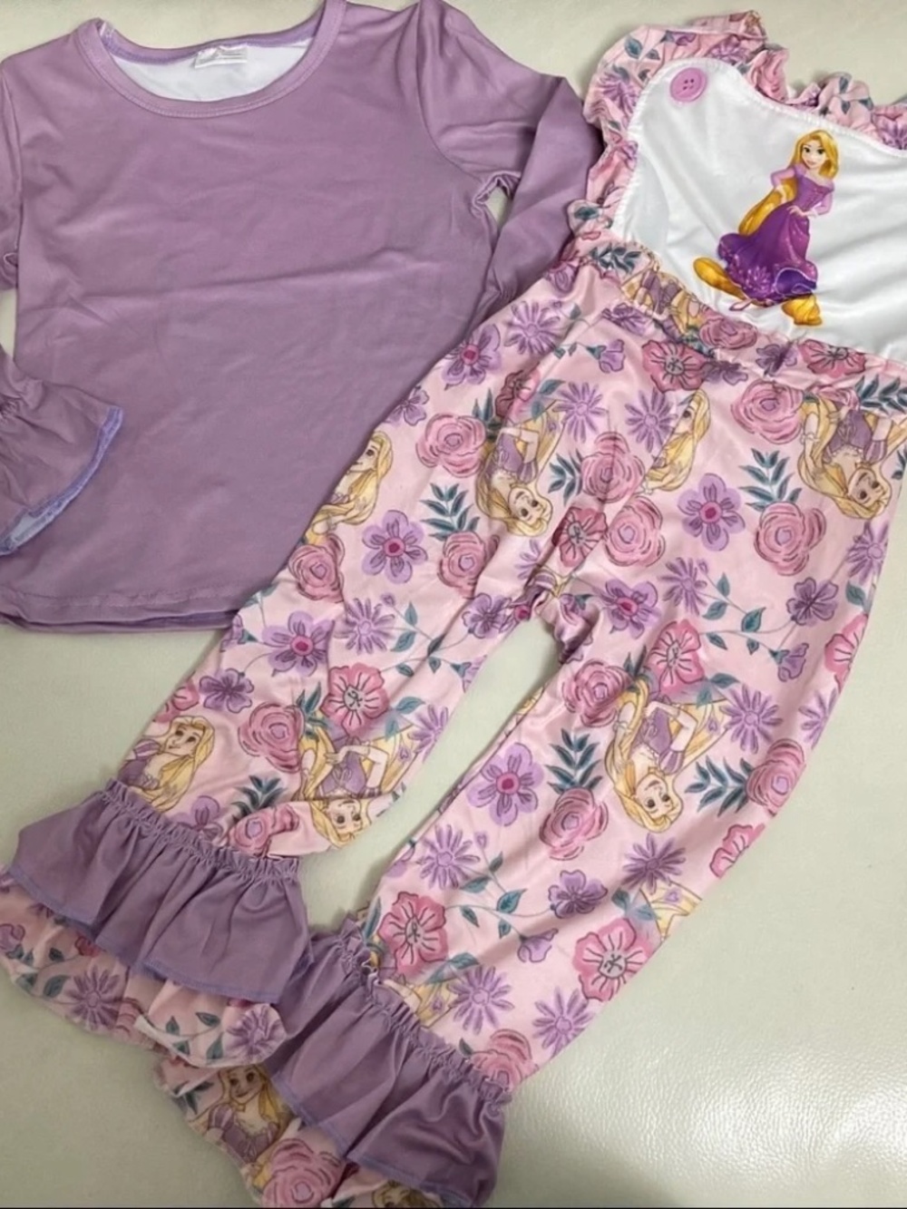 Boutique Rapunzel Romper long ruffle sleeve set - Picture 3 of 6